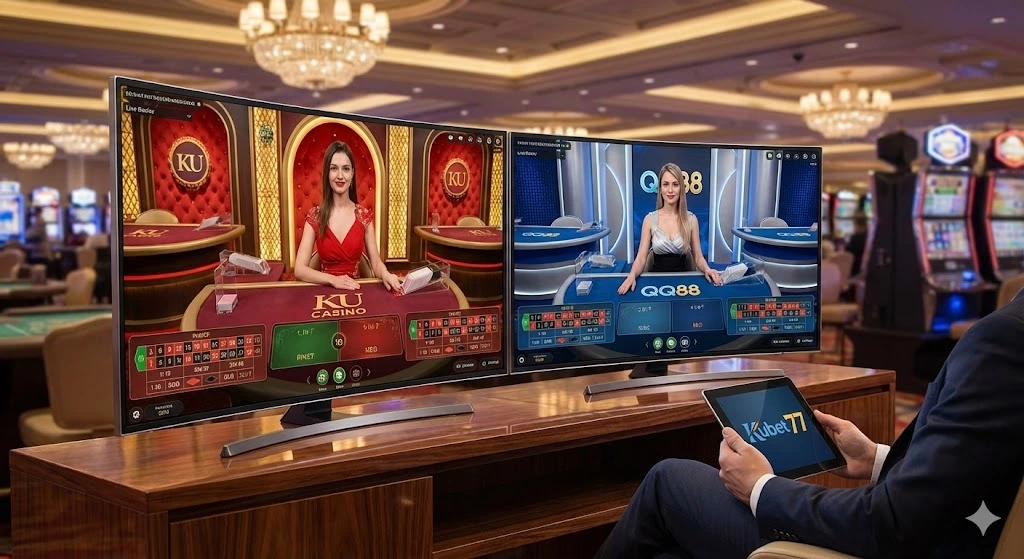 So sánh hệ thống sảnh bài trực tiếp: Từ KU CASINO đến các đối tác quốc tế như QQ88 tại Kubet 77
